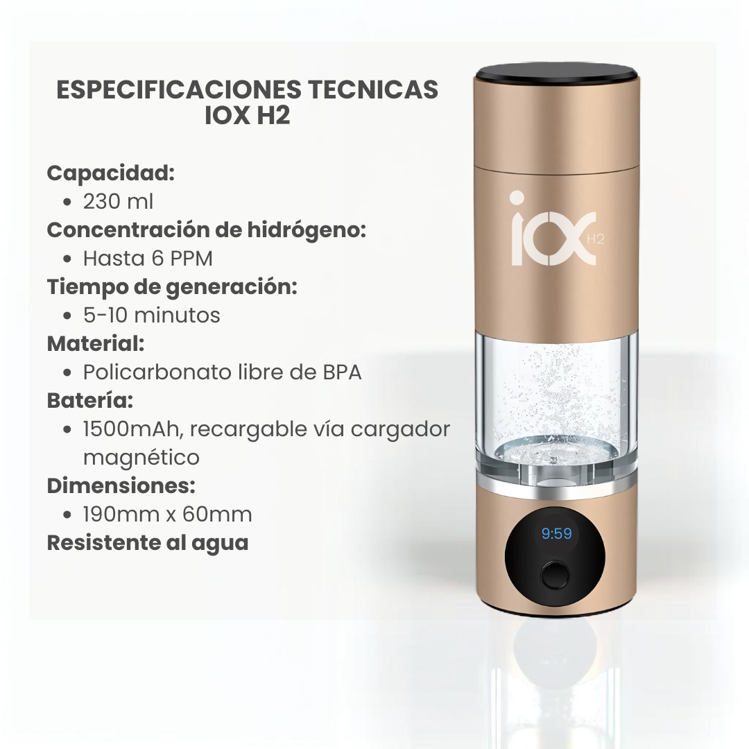 Botella Portátil Generadora de Agua Hidrogenada